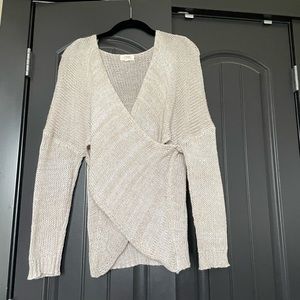 Light tan knit wrap sweater